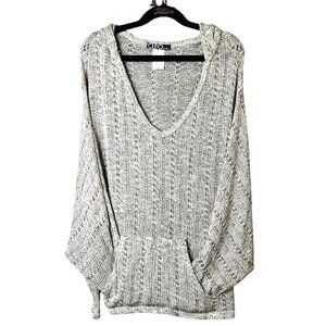 Cleo Apparel Womens Beige v-Neck Pullover Hoodie Front Pocket Stretch XL